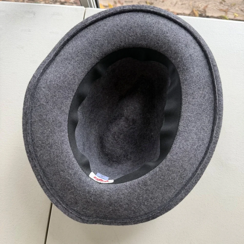 Levi's Men's L/XL Charcoal Gray 100% Wool Felt Fedora Hat Wide Brim Classic RNDI